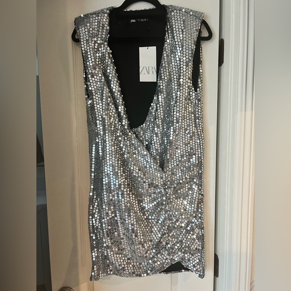 Zara Drapped Sequin Dress - Picture 3 of 6